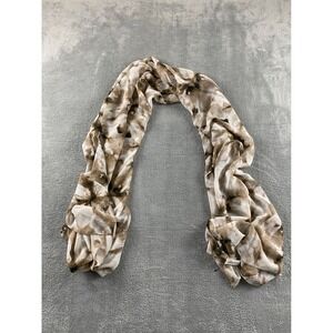 Calvin Klein Womens Abstract Tie Dye Chiffon Scarf Beige Brown Neutral Oblong